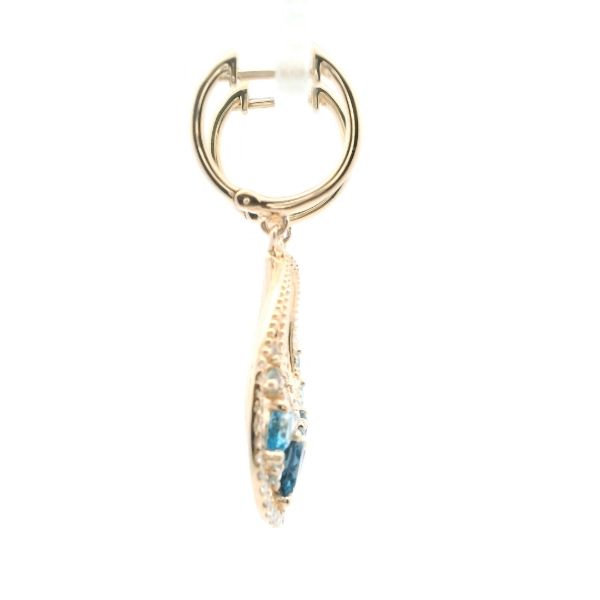 14KY Blue Topaz and Diamond Tear Drop Dangle Earrings Image 4 Kiefer Jewelers Lutz, FL
