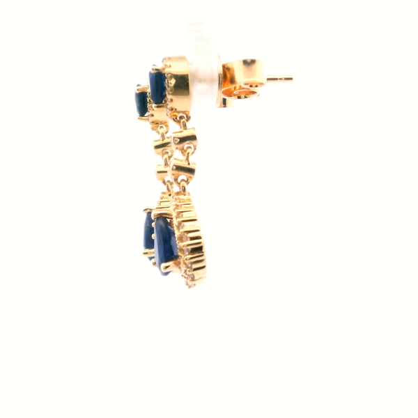 14KY Pear Shape Sapphire and Diamond Drop Earrings Image 3 Kiefer Jewelers Lutz, FL