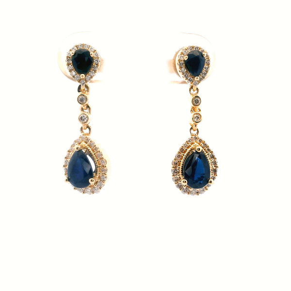 14KY Pear Shape Sapphire and Diamond Drop Earrings Kiefer Jewelers Lutz, FL