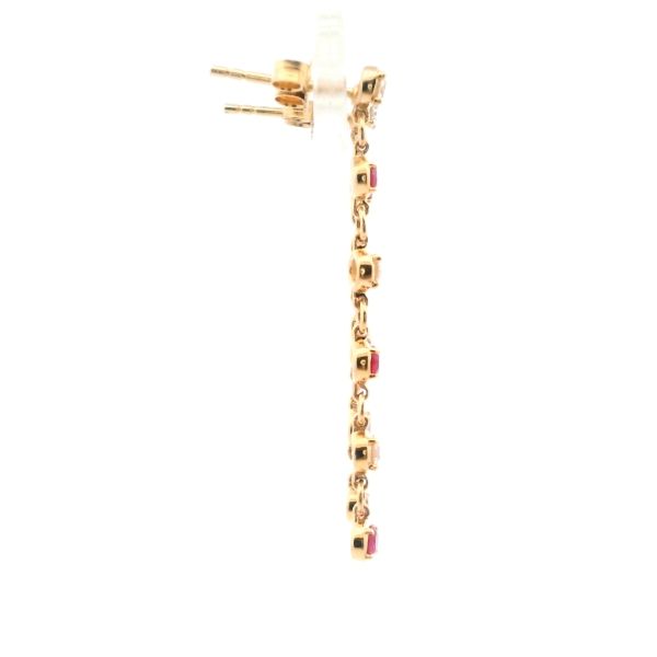 14KY Ruby and Diamond Bezel Set Drop Earrings Image 4 Kiefer Jewelers Lutz, FL