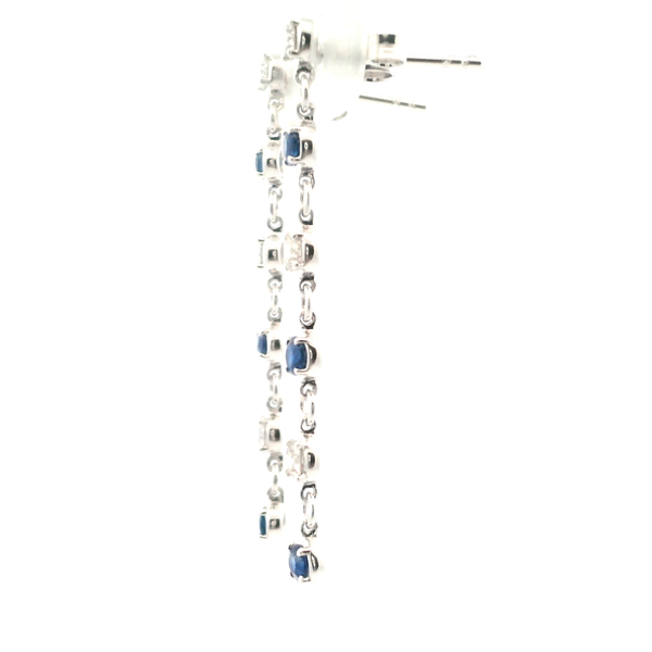 14KW Sapphire and Diamond Bezel Set Drop Earrings Image 3 Kiefer Jewelers Lutz, FL