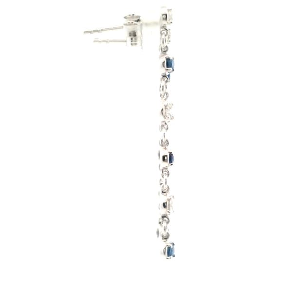 14KW Sapphire and Diamond Bezel Set Drop Earrings Image 4 Kiefer Jewelers Lutz, FL
