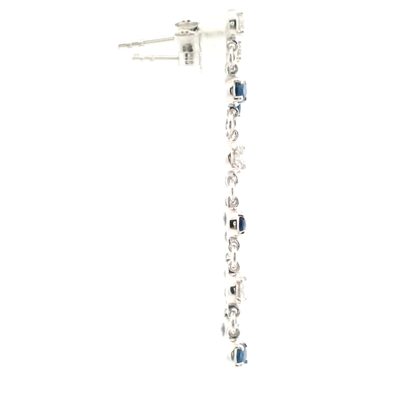 14KW Sapphire and Diamond Bezel Set Drop Earrings Image 4 Kiefer Jewelers Lutz, FL