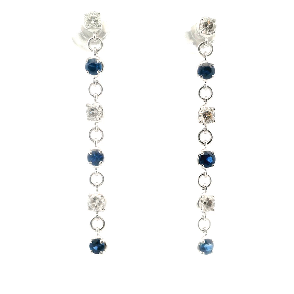 14KW Sapphire and Diamond Bezel Set Drop Earrings Kiefer Jewelers Lutz, FL