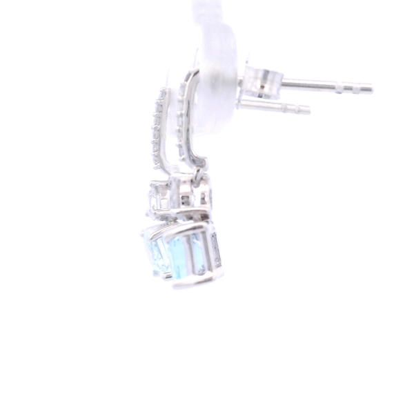 14KW Emerald Cut Aqua Marine and Diamond Drop Earrings Image 3 Kiefer Jewelers Lutz, FL