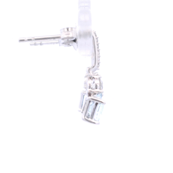 14KW Emerald Cut Aqua Marine and Diamond Drop Earrings Image 4 Kiefer Jewelers Lutz, FL