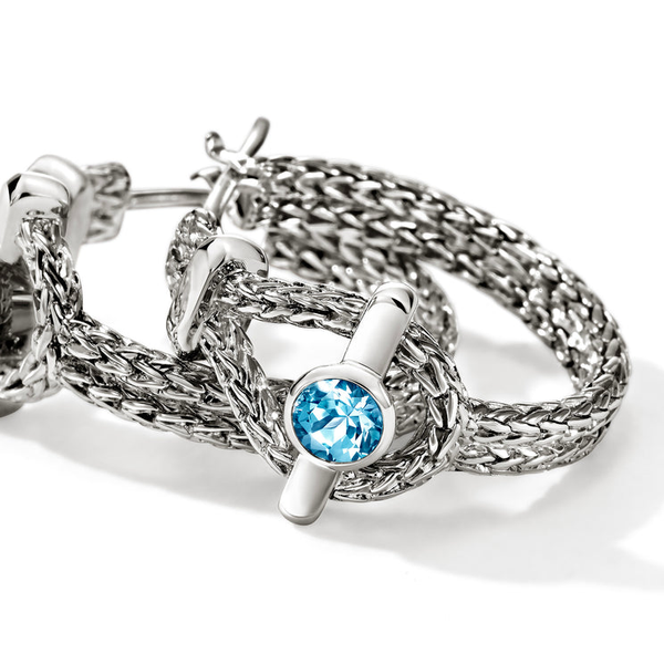 SS Icon Swiss Blue Topaz Hoop Earrings by John Hardy Image 2 Kiefer Jewelers Lutz, FL