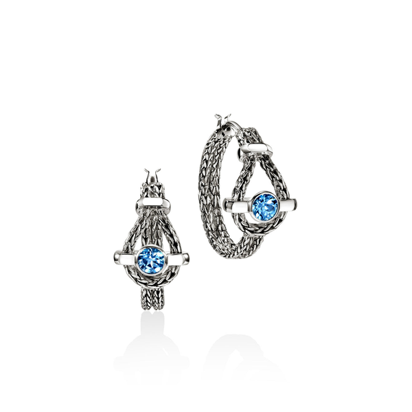 SS Icon Swiss Blue Topaz Hoop Earrings by John Hardy Kiefer Jewelers Lutz, FL