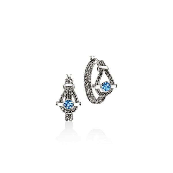 SS Icon Swiss Blue Topaz Hoop Earrings by John Hardy Kiefer Jewelers Lutz, FL