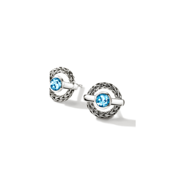 SS Icon Swiss Blue Topaz Stud Earrings by John Hardy Image 2 Kiefer Jewelers Lutz, FL