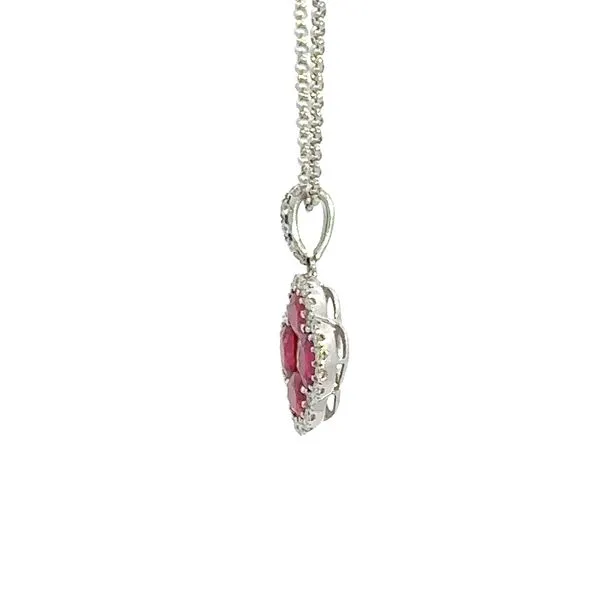 18K Clover Ruby/Diamond Pendant Image 4 Kiefer Jewelers Lutz, FL