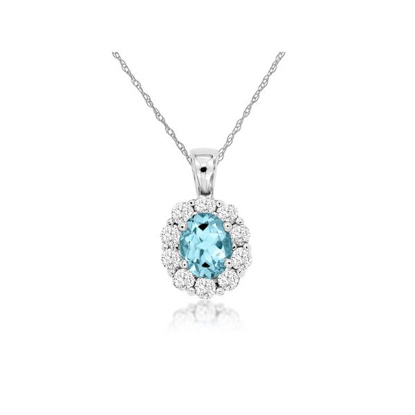 14K Aquamarine and Diamond Oval Pendant Kiefer Jewelers Lutz, FL