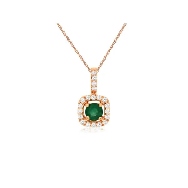 14K Emerald and Diamond Round Pendant Kiefer Jewelers Lutz, FL
