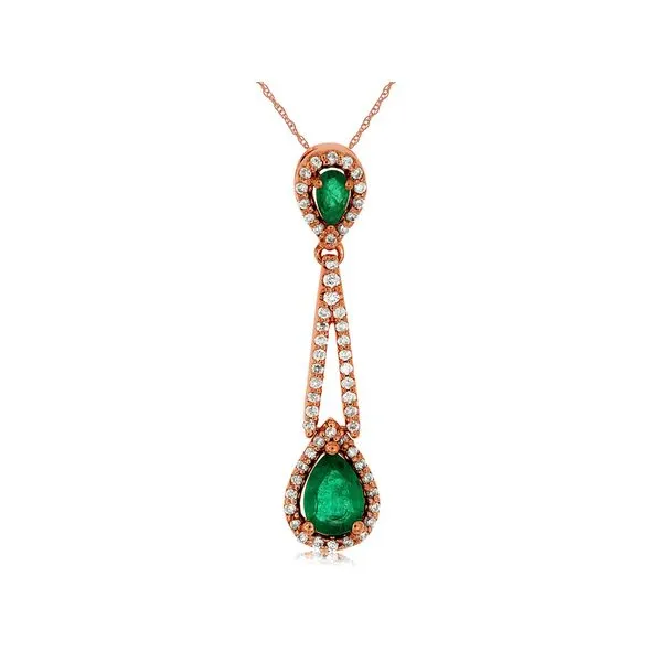 14K Multi Emerald and Diamond Pear Shape Pendant Kiefer Jewelers Lutz, FL