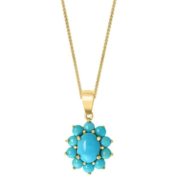 14K Turquoise Flower Pendant w/Chain Kiefer Jewelers Lutz, FL