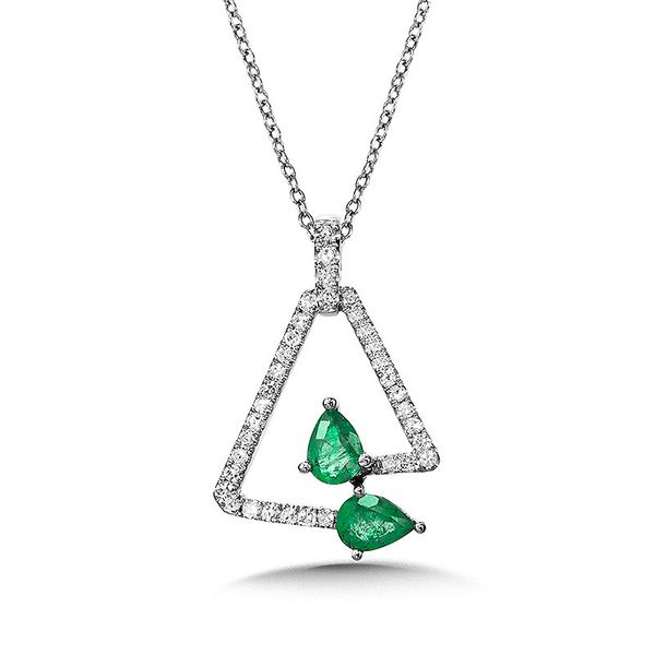 14K Diamond and Pear Shaped Emerald Pendant Kiefer Jewelers Lutz, FL