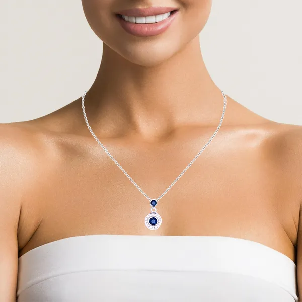 18K Sapphire Round Pendant Image 2 Kiefer Jewelers Lutz, FL