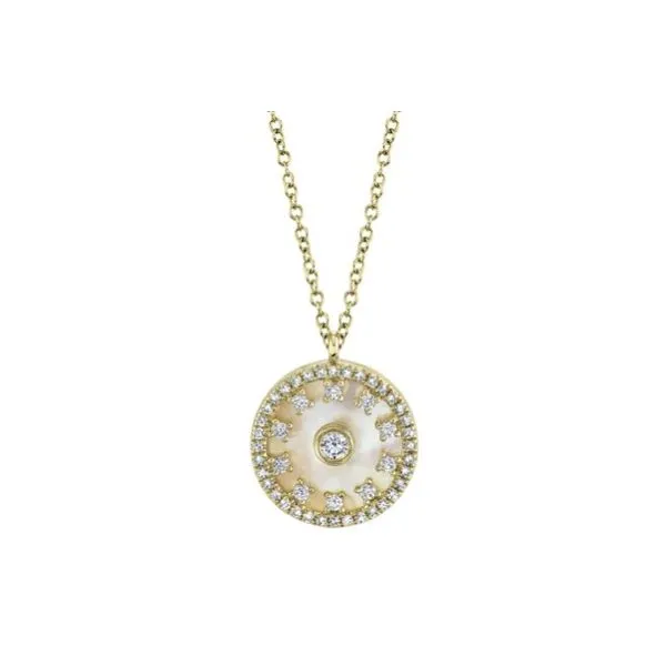 14K Diamond and Mother of Pearl Circle Necklace by Shy Creation Kiefer Jewelers Lutz, FL