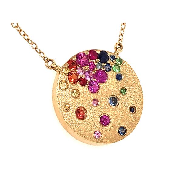 14K Rainbow Sapphire Disc Necklace Kiefer Jewelers Lutz, FL