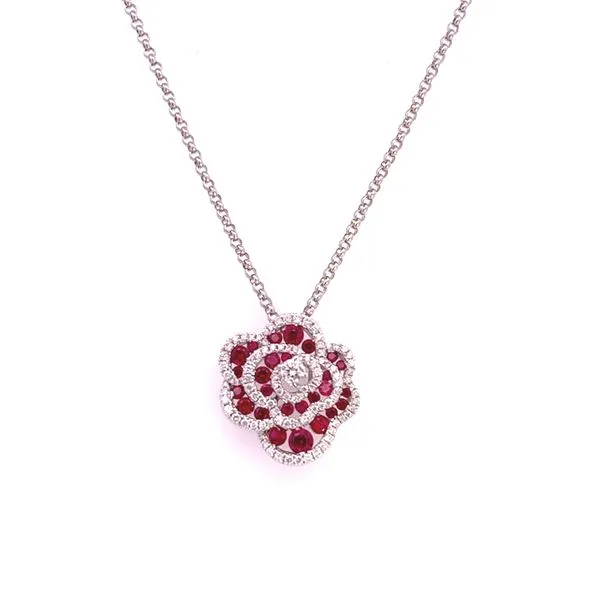 18K Diamond and Ruby Rose Pendant Kiefer Jewelers Lutz, FL
