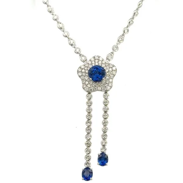 18K Diamond & Blue Sapphire Necklace Kiefer Jewelers Lutz, FL