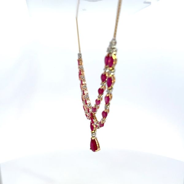 14K Diamond and Marquise Ruby Necklace Image 4 Kiefer Jewelers Lutz, FL