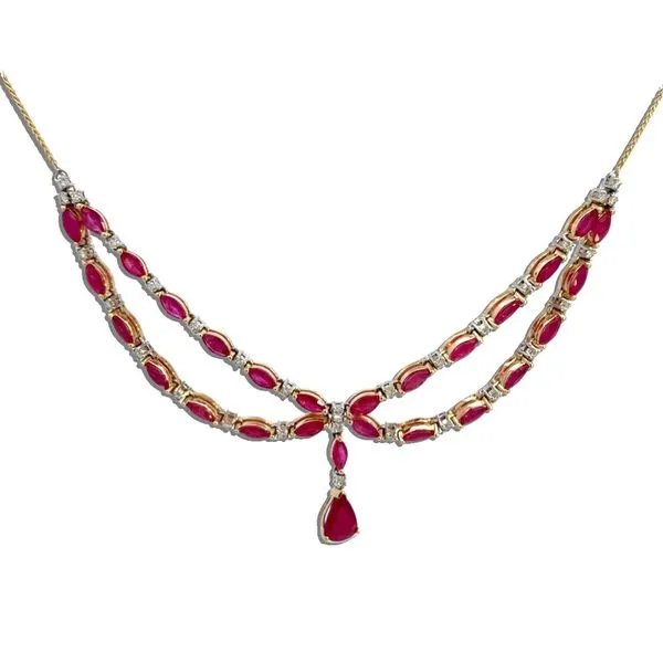 14K Diamond and Marquise Ruby Necklace Kiefer Jewelers Lutz, FL