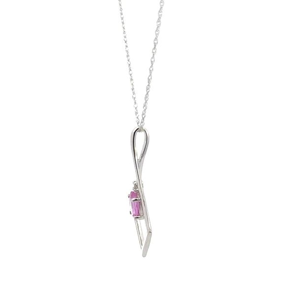 14K Diamond & Pink Sapphire Necklace Image 2 Kiefer Jewelers Lutz, FL