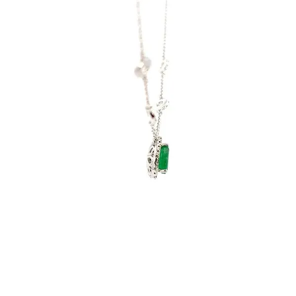 14K Diamond and Emerald Pendant Necklace Image 3 Kiefer Jewelers Lutz, FL