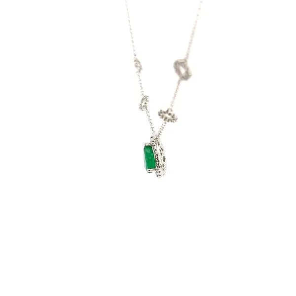14K Diamond and Emerald Pendant Necklace Image 4 Kiefer Jewelers Lutz, FL