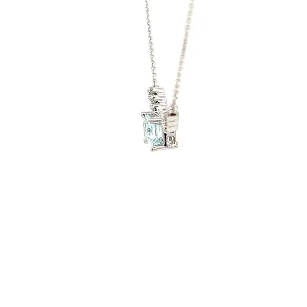 14K Diamond and Aquamarine Necklace Image 3 Kiefer Jewelers Lutz, FL