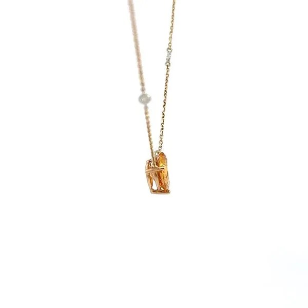 14K 3CT Heart Shaped Citrine & Diamond Drop Necklace Image 3 Kiefer Jewelers Lutz, FL
