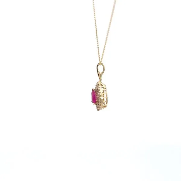 14K Ruby & Diamond Double Halo Necklace Image 2 Kiefer Jewelers Lutz, FL