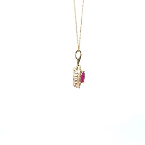 14K Ruby & Diamond Double Halo Necklace Image 3 Kiefer Jewelers Lutz, FL