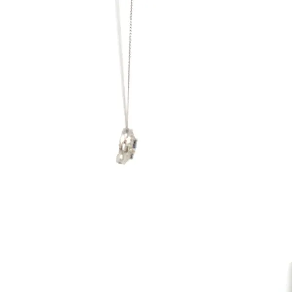 14K Sapphire & Diamond Halo Necklace Image 2 Kiefer Jewelers Lutz, FL