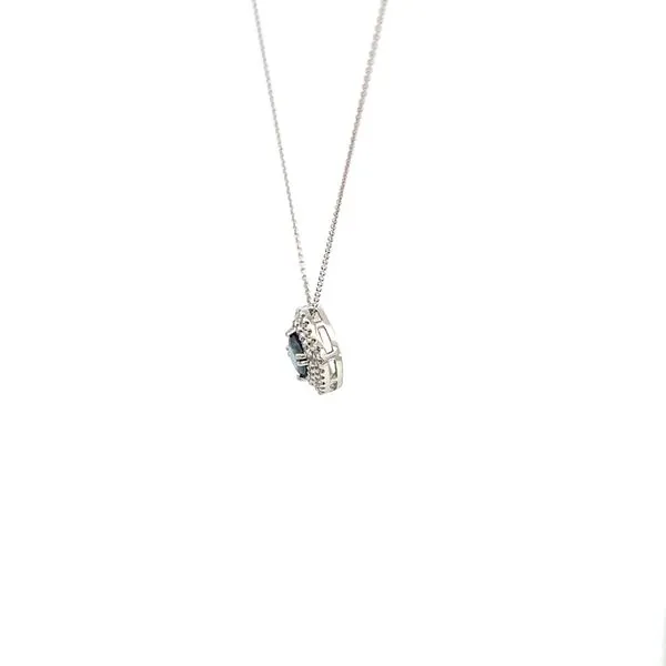 14K Sapphire & Diamond Halo Necklace Image 3 Kiefer Jewelers Lutz, FL