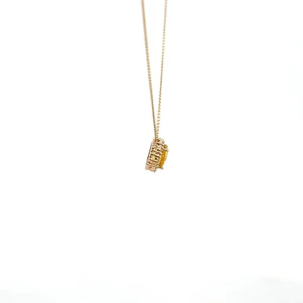 14K Yellow Sapphire & Diamond Halo Necklace Image 2 Kiefer Jewelers Lutz, FL