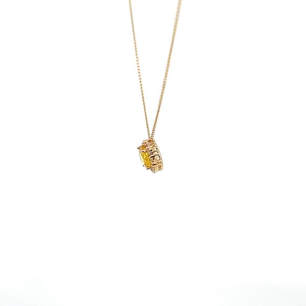 14K Yellow Sapphire & Diamond Halo Necklace Image 3 Kiefer Jewelers Lutz, FL