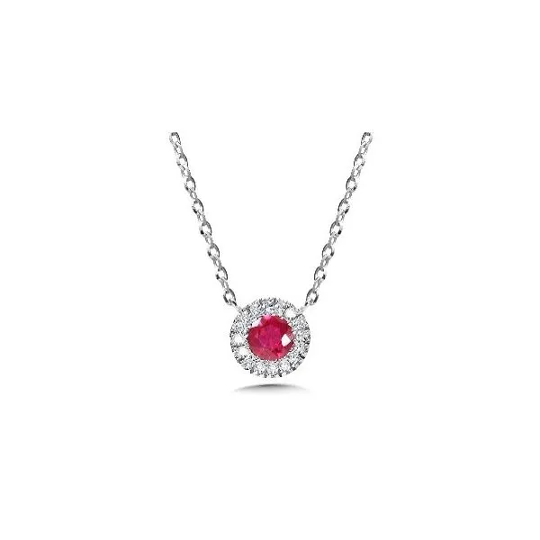 Ruby & Diamond Halo Necklace Kiefer Jewelers Lutz, FL