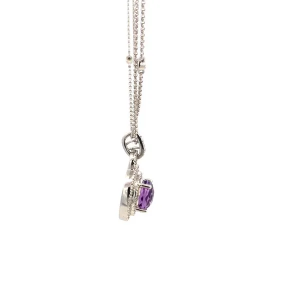 14KW Amethyst and Diamond Double Halo Pendant Image 3 Kiefer Jewelers Lutz, FL