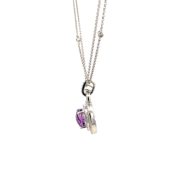 14KW Amethyst and Diamond Double Halo Pendant Image 4 Kiefer Jewelers Lutz, FL