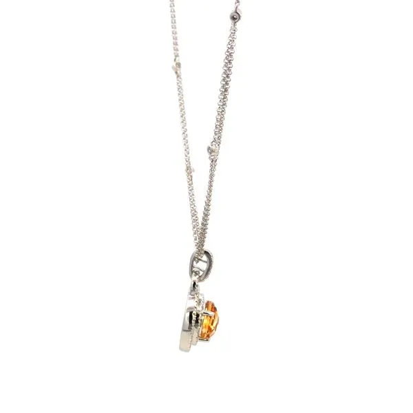 14KW Citrine and Diamond Double Halo Pendant Image 3 Kiefer Jewelers Lutz, FL