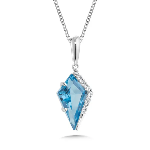 14KW Kite-Cut Blue Topaz & Diamond Pendant Kiefer Jewelers Lutz, FL