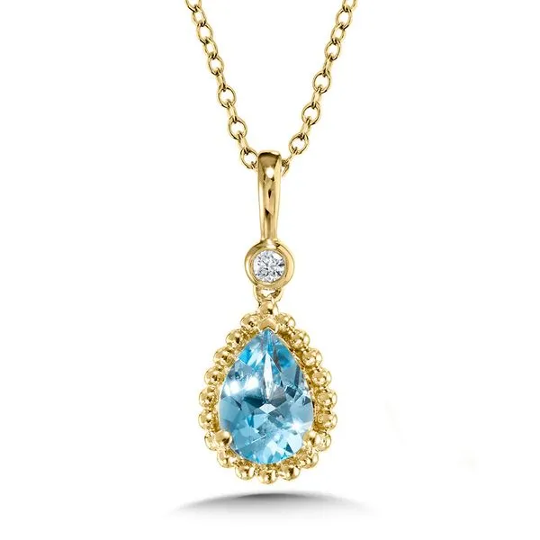 14K Diamond and Blue Topaz Pear-Cut Pendant Kiefer Jewelers Lutz, FL