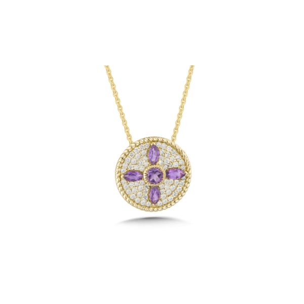 14KY Amethyst and Diamond Medallion Style Pendant Kiefer Jewelers Lutz, FL