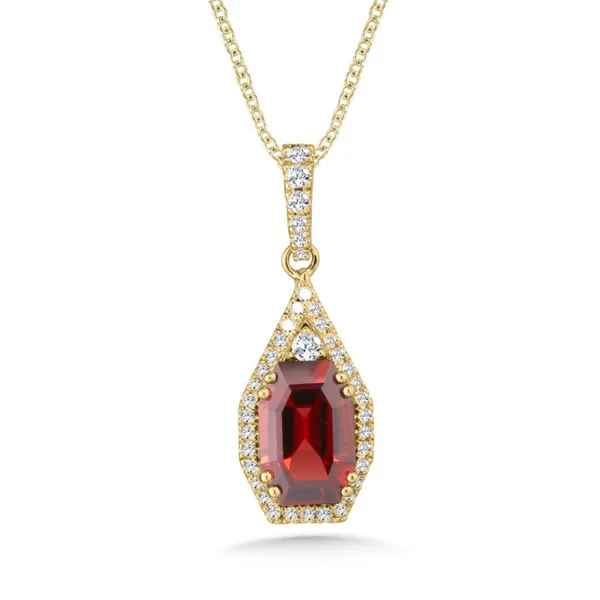 14K Garnet & Diamond Halo Pendant Kiefer Jewelers Lutz, FL
