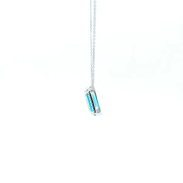 14KW Octagon Shaped Blue Topaz and Diamond Halo Pendant Image 4 Kiefer Jewelers Lutz, FL