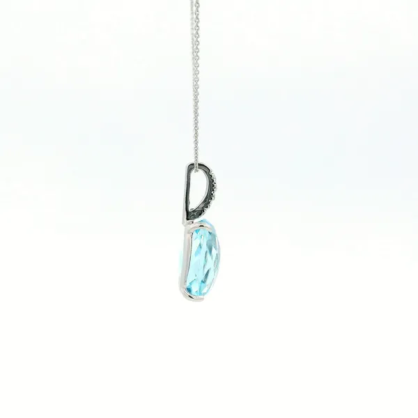 14KW Briolette Blue Topaz and Diamond Pendant Image 3 Kiefer Jewelers Lutz, FL