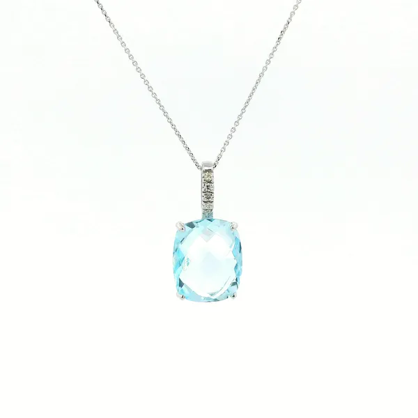 14KW Briolette Blue Topaz and Diamond Pendant Kiefer Jewelers Lutz, FL