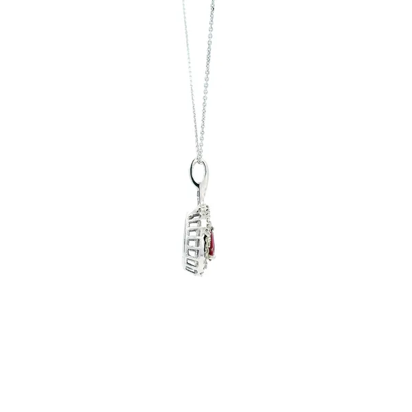 14KW Ruby and Diamond Double Halo Pendant Image 3 Kiefer Jewelers Lutz, FL
